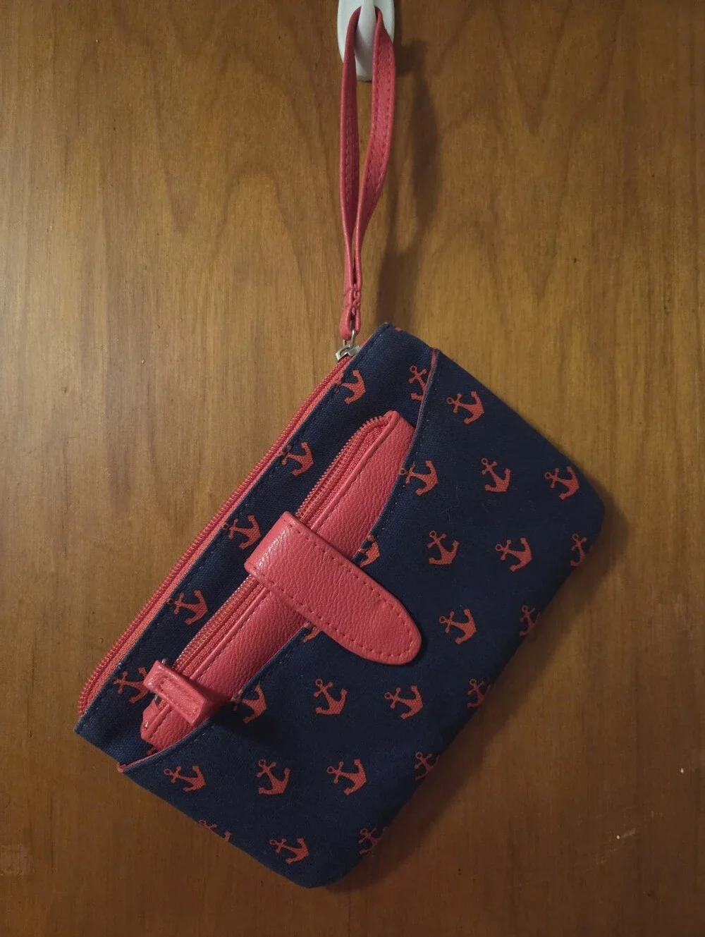 Navy & Red Anchor Wristlet Wallet